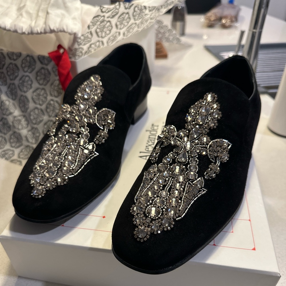 Alexander McQueen Crystal Embellished Evening Slippers